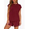 imagePRETTYGARDEN Two Piece Short Sets for Women Summer 2026 Matching Loungewear Travel Outfits Spring Beach Vacation ClothesBurgundy