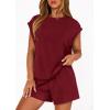 imagePRETTYGARDEN Two Piece Short Sets for Women Summer 2026 Matching Loungewear Travel Outfits Spring Beach Vacation ClothesBurgundy