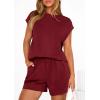 imagePRETTYGARDEN Two Piece Short Sets for Women Summer 2026 Matching Loungewear Travel Outfits Spring Beach Vacation ClothesBurgundy