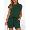 imagePRETTYGARDEN Two Piece Short Sets for Women Summer 2026 Matching Loungewear Travel Outfits Spring Beach Vacation ClothesDark Green