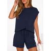 imagePRETTYGARDEN Two Piece Short Sets for Women Summer 2026 Matching Loungewear Travel Outfits Spring Beach Vacation ClothesNavy Blue