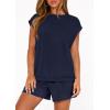 imagePRETTYGARDEN Two Piece Short Sets for Women Summer 2026 Matching Loungewear Travel Outfits Spring Beach Vacation ClothesNavy Blue