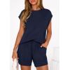 imagePRETTYGARDEN Two Piece Short Sets for Women Summer 2026 Matching Loungewear Travel Outfits Spring Beach Vacation ClothesNavy Blue