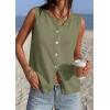 imagePRETTYGARDEN Vest Tops for Women 2026 Summer Sleeveless Sweater Tops Spring Trendy Knit Vests Cute Button Up CardiganArmy Green
