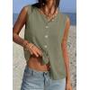 imagePRETTYGARDEN Vest Tops for Women 2026 Summer Sleeveless Sweater Tops Spring Trendy Knit Vests Cute Button Up CardiganArmy Green
