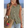 imagePRETTYGARDEN Vest Tops for Women 2026 Summer Sleeveless Sweater Tops Spring Trendy Knit Vests Cute Button Up CardiganArmy Green