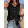 imagePRETTYGARDEN Vest Tops for Women 2026 Summer Sleeveless Sweater Tops Spring Trendy Knit Vests Cute Button Up CardiganBlack