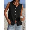 imagePRETTYGARDEN Vest Tops for Women 2026 Summer Sleeveless Sweater Tops Spring Trendy Knit Vests Cute Button Up CardiganBlack