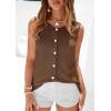 imagePRETTYGARDEN Vest Tops for Women 2026 Summer Sleeveless Sweater Tops Spring Trendy Knit Vests Cute Button Up CardiganBrown