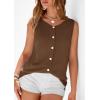imagePRETTYGARDEN Vest Tops for Women 2026 Summer Sleeveless Sweater Tops Spring Trendy Knit Vests Cute Button Up CardiganBrown