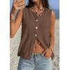 imagePRETTYGARDEN Vest Tops for Women 2026 Summer Sleeveless Sweater Tops Spring Trendy Knit Vests Cute Button Up CardiganBrown