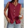 imagePRETTYGARDEN Vest Tops for Women 2026 Summer Sleeveless Sweater Tops Spring Trendy Knit Vests Cute Button Up CardiganBurgundy