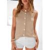 imagePRETTYGARDEN Vest Tops for Women 2026 Summer Sleeveless Sweater Tops Spring Trendy Knit Vests Cute Button Up CardiganKhaki