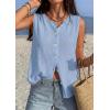 imagePRETTYGARDEN Vest Tops for Women 2026 Summer Sleeveless Sweater Tops Spring Trendy Knit Vests Cute Button Up CardiganLight Blue