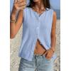imagePRETTYGARDEN Vest Tops for Women 2026 Summer Sleeveless Sweater Tops Spring Trendy Knit Vests Cute Button Up CardiganLight Blue