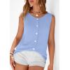 imagePRETTYGARDEN Vest Tops for Women 2026 Summer Sleeveless Sweater Tops Spring Trendy Knit Vests Cute Button Up CardiganLight Blue