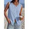 imagePRETTYGARDEN Vest Tops for Women 2026 Summer Sleeveless Sweater Tops Spring Trendy Knit Vests Cute Button Up CardiganLight Blue
