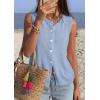 imagePRETTYGARDEN Vest Tops for Women 2026 Summer Sleeveless Sweater Tops Spring Trendy Knit Vests Cute Button Up CardiganLight Blue