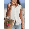 imagePRETTYGARDEN Vest Tops for Women 2026 Summer Sleeveless Sweater Tops Spring Trendy Knit Vests Cute Button Up CardiganWhite