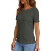 imagePRETTYGARDEN Waffle Knit Tops for Women Short Sleeve Henley Shirts 2026 Summer Blouses Dressy Casual Spring Fashion ClothesArmy Green