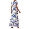 imagePRETTYGARDEN Wedding Guest Dresses for Women 2026 Spring Summer Short Sleeve Ruffle V Neck Floral Flowy Beach Maxi Long DressFloral Beige Blue