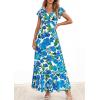 imagePRETTYGARDEN Wedding Guest Dresses for Women 2026 Spring Summer Short Sleeve Ruffle V Neck Floral Flowy Beach Maxi Long DressFloral Blue