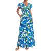 imagePRETTYGARDEN Wedding Guest Dresses for Women 2026 Spring Summer Short Sleeve Ruffle V Neck Floral Flowy Beach Maxi Long DressFloral Blue