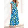 imagePRETTYGARDEN Wedding Guest Dresses for Women 2026 Spring Summer Short Sleeve Ruffle V Neck Floral Flowy Beach Maxi Long DressFloral Blue