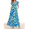 imagePRETTYGARDEN Wedding Guest Dresses for Women 2026 Spring Summer Short Sleeve Ruffle V Neck Floral Flowy Beach Maxi Long DressFloral Blue