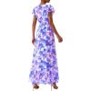 imagePRETTYGARDEN Wedding Guest Dresses for Women 2026 Spring Summer Short Sleeve Ruffle V Neck Floral Flowy Beach Maxi Long DressFloral Purple