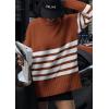 imagePRETTYGARDEN Women Oversized Striped Turtleneck Sweater 2025 Fall Fashion Long Sleeve Pullover Winter Chunky Knit Jumper TopsRust Red