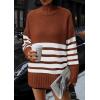 imagePRETTYGARDEN Women Oversized Striped Turtleneck Sweater 2025 Fall Fashion Long Sleeve Pullover Winter Chunky Knit Jumper TopsRust Red