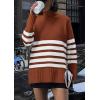imagePRETTYGARDEN Women Oversized Striped Turtleneck Sweater 2025 Fall Fashion Long Sleeve Pullover Winter Chunky Knit Jumper TopsRust Red