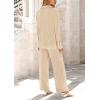 imagePRETTYGARDEN Womens 2 Piece Sets 2026 Fall Casual Textured Button Down Shirt Wide Leg Pants Outfits Loungewear TracksuitApricot