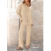 imagePRETTYGARDEN Womens 2 Piece Sets 2026 Fall Casual Textured Button Down Shirt Wide Leg Pants Outfits Loungewear TracksuitApricot
