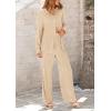 imagePRETTYGARDEN Womens 2 Piece Sets 2026 Fall Casual Textured Button Down Shirt Wide Leg Pants Outfits Loungewear TracksuitApricot