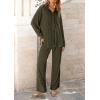 imagePRETTYGARDEN Womens 2 Piece Sets 2026 Fall Casual Textured Button Down Shirt Wide Leg Pants Outfits Loungewear TracksuitArmy Green