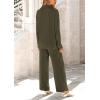 imagePRETTYGARDEN Womens 2 Piece Sets 2026 Fall Casual Textured Button Down Shirt Wide Leg Pants Outfits Loungewear TracksuitArmy Green
