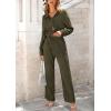 imagePRETTYGARDEN Womens 2 Piece Sets 2026 Fall Casual Textured Button Down Shirt Wide Leg Pants Outfits Loungewear TracksuitArmy Green