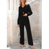 imagePRETTYGARDEN Womens 2 Piece Sets 2026 Fall Casual Textured Button Down Shirt Wide Leg Pants Outfits Loungewear TracksuitBlack