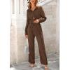 imagePRETTYGARDEN Womens 2 Piece Sets 2026 Fall Casual Textured Button Down Shirt Wide Leg Pants Outfits Loungewear TracksuitCoffee