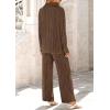 imagePRETTYGARDEN Womens 2 Piece Sets 2026 Fall Casual Textured Button Down Shirt Wide Leg Pants Outfits Loungewear TracksuitCoffee