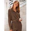 imagePRETTYGARDEN Womens 2 Piece Sets 2026 Fall Casual Textured Button Down Shirt Wide Leg Pants Outfits Loungewear TracksuitCoffee