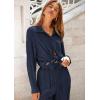 imagePRETTYGARDEN Womens 2 Piece Sets 2026 Fall Casual Textured Button Down Shirt Wide Leg Pants Outfits Loungewear TracksuitDark Blue