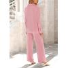 imagePRETTYGARDEN Womens 2 Piece Sets 2026 Fall Casual Textured Button Down Shirt Wide Leg Pants Outfits Loungewear TracksuitDusty Pink