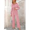 imagePRETTYGARDEN Womens 2 Piece Sets 2026 Fall Casual Textured Button Down Shirt Wide Leg Pants Outfits Loungewear TracksuitDusty Pink