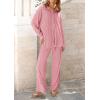imagePRETTYGARDEN Womens 2 Piece Sets 2026 Fall Casual Textured Button Down Shirt Wide Leg Pants Outfits Loungewear TracksuitDusty Pink