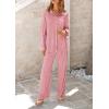 imagePRETTYGARDEN Womens 2 Piece Sets 2026 Fall Casual Textured Button Down Shirt Wide Leg Pants Outfits Loungewear TracksuitDusty Pink