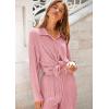 imagePRETTYGARDEN Womens 2 Piece Sets 2026 Fall Casual Textured Button Down Shirt Wide Leg Pants Outfits Loungewear TracksuitDusty Pink