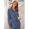 imagePRETTYGARDEN Womens 2 Piece Sets 2026 Fall Casual Textured Button Down Shirt Wide Leg Pants Outfits Loungewear TracksuitGrey Blue